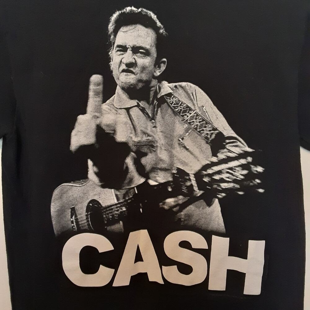 Johnny Cash T-shirt Small Jim Marshall Clothing Flipping the Bird Man in Black - Picture 2 of 6